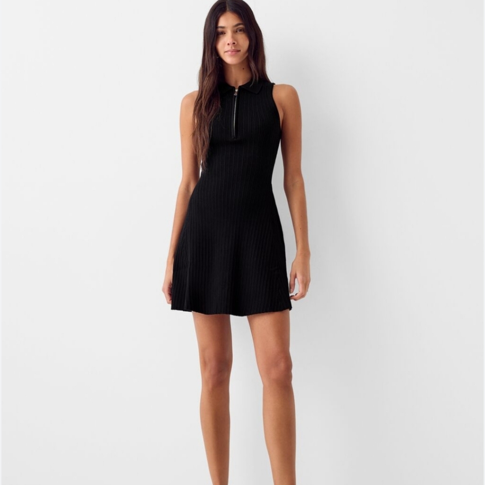 BERSHKA Brand New Black Ribbed Dress